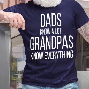 Men's Dads Know A Lot Grandpas Know Everything Funny Graphic Print Cotton Loose Text Letters Casual T-Shirt, T-shirts, Lilicloth.com