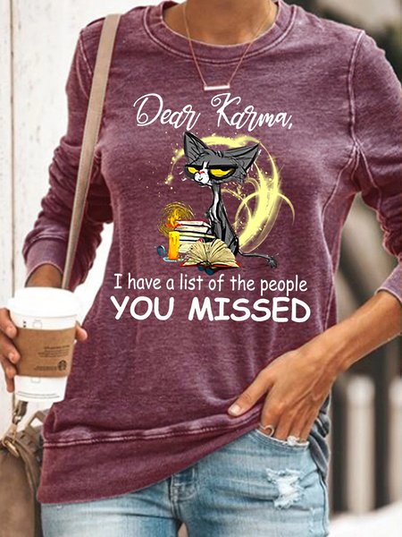 Womens Funny Dear Karma I Have A List Casual Sweatshirt, Hoodies&Sweatshirts, Lilicloth.com