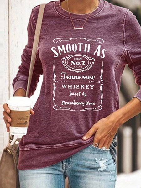 SMOOTH AS Print Round Neck Loose Slim Sweatshirts, Hoodies&Sweatshirts, Lilicloth.com