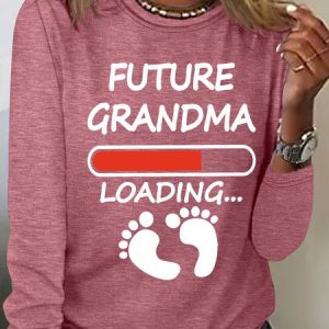 Future Grandma Loading Casual Long Sleeve Shirt, Long sleeves, Lilicloth.com