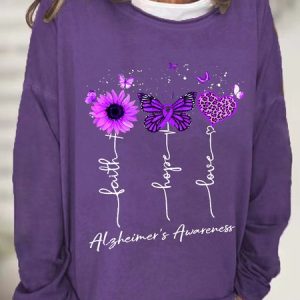 Women's Faith Hope Love Alzheimer's Awareness Casual Sweatshirt, Hoodies&Sweatshirts, Lilicloth.com