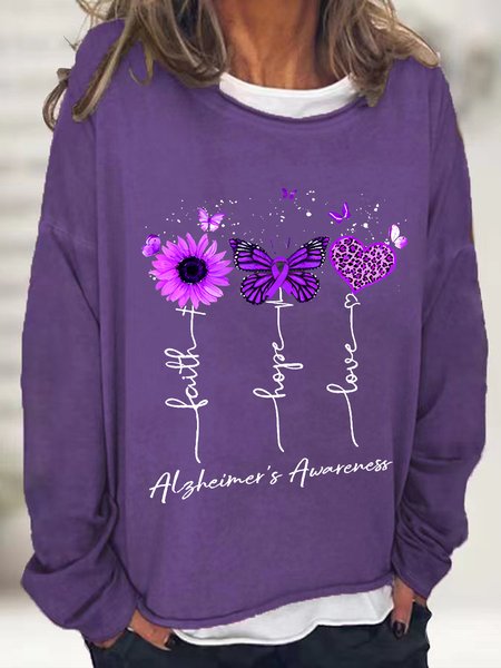 Women's Faith Hope Love Alzheimer's Awareness Casual Sweatshirt, Hoodies&Sweatshirts, Lilicloth.com