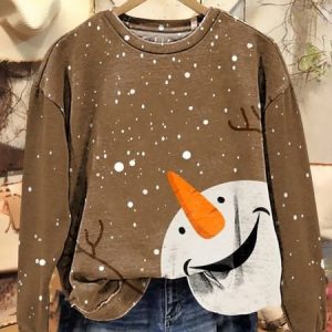Women's Crew Neck Abstract Casual Spring/Fall Long Sleeve Sweatshirt, JustFashionNow Sweatshirts & Hoodies, color:Brown|size:XXL,