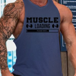 Men's Installing Muscles Please Wait Crew Neck Knit, Tank Tops, Lilicloth.com