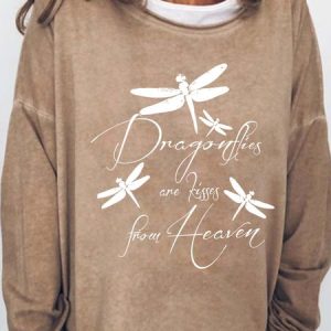 Dragonflies Are Kisses From Heaven Cotton Blends Crew Neck Sweatshirts, Hoodies&Sweatshirts, Lilicloth.com