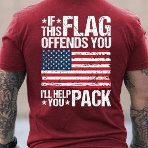Men's If This Flag Offends You I'll Help You Pack Crew Neck Cotton Short Sleeve Short Sleeve T-Shirt, T-shirts, Lilicloth.com
