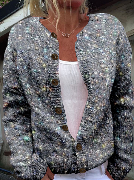 Casual Crew Neck Cardigan, Cardigans, Lilicloth.com
