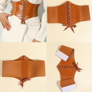 Rose Embroidery Wide Waist Belt Fashion Lace Up Strechy Corset Waitband, women Belts, ChicMe catalog
