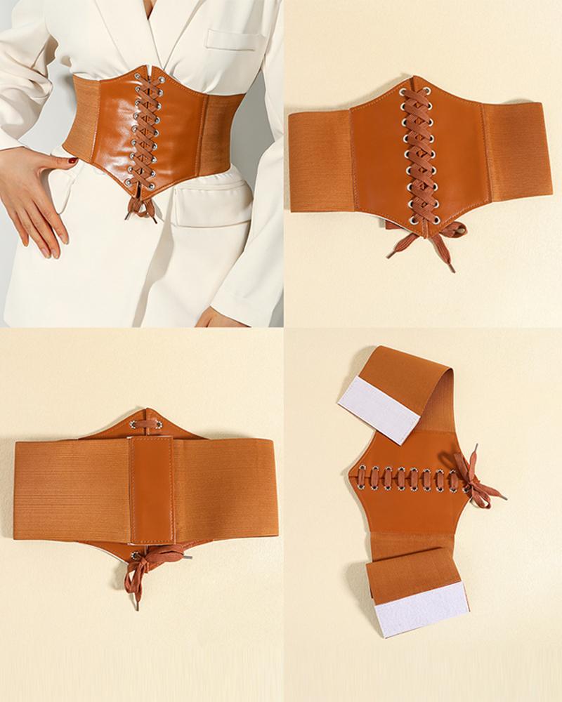 Rose Embroidery Wide Waist Belt Fashion Lace Up Strechy Corset Waitband, women Belts, ChicMe catalog