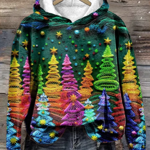 Women's Vintage Christmas Tree Print 3D Printing Cotton Hoodie Loose Casual Hoodie, Hoodies&Sweatshirts, Lilicloth.com