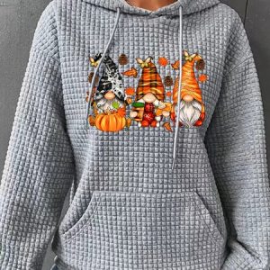 Fall Gnomes Fall Pumpkin Simple Loose Hoodie, Hoodies&Sweatshirts, Lilicloth.com