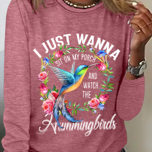 Sit On My Porch And Watch The Hummingbirds Hummingbird Casual Long Sleeve Shirt, Long sleeves, Lilicloth.com