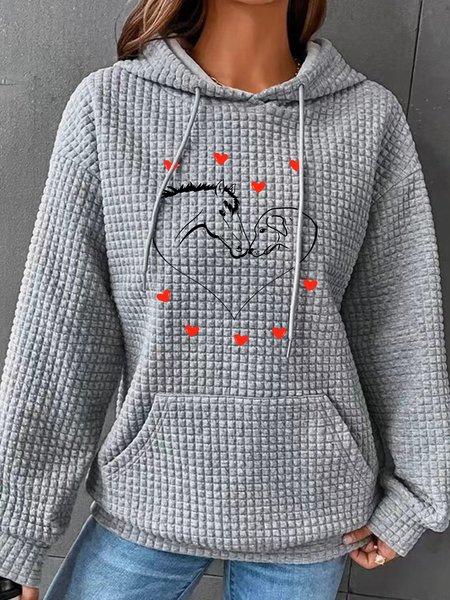 Horse Dog Horse Lover Simple Loose Hoodie, Hoodies&Sweatshirts, Lilicloth.com