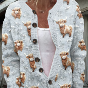 Women Wool/Knitting Painting Long Sleeve Comfy Casual Cardigan, Cardigans, color:Light Blue|size:5XL, catalog Noracora shop