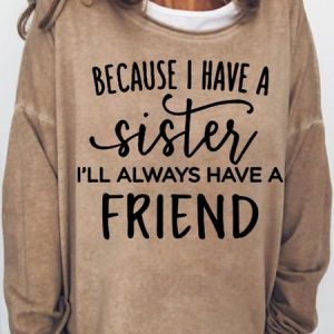 Womens Sister Quote Crew Neck Casual Sweatshirt, Hoodies&Sweatshirts, Lilicloth.com