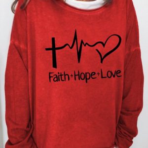 Faith Hope Love Casual Regular Fit Sweatshirt, Hoodies&Sweatshirts, Lilicloth.com