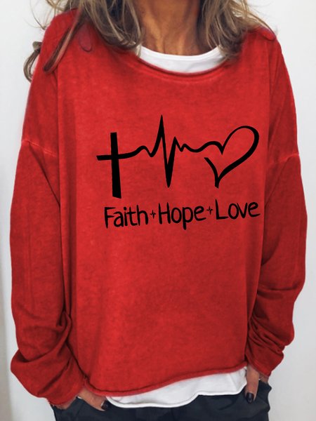 Faith Hope Love Casual Regular Fit Sweatshirt, Hoodies&Sweatshirts, Lilicloth.com
