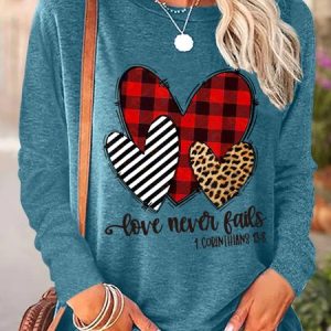 Love Never Fails 1 Corinthians13:18 Hearts Women's Long Sleeve T-Shirt, Long sleeves, Lilicloth.com