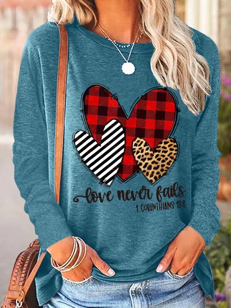 Love Never Fails 1 Corinthians13:18 Hearts Women's Long Sleeve T-Shirt, Long sleeves, Lilicloth.com