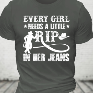 Every Woman Needs A Little Rip In Her Jeans Cotton T-Shirt, T-shirts, Lilicloth.com