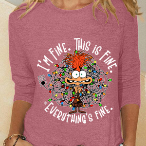 Everything Is Fine Casual Long Sleeve Shirt, Long sleeves, Lilicloth.com