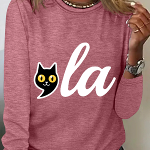 La Cat Vote Cat Lady Casual Long Sleeve Shirt, Long sleeves, Lilicloth.com
