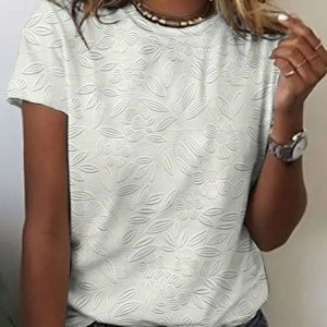Women's Short Sleeve Tee T-shirt Summer Animal Crew Neck Vintage Top, JustFashionNow T-Shirts, color:Apricot|size:5XL,