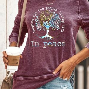 Casual Round Neck Sweatershirt, Hoodies&Sweatshirts, Lilicloth.com