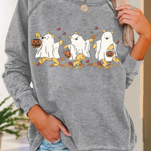 Retro Pooh Ghost Halloween Casual Sweatshirt, Hoodies&Sweatshirts, Lilicloth.com