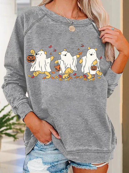 Retro Pooh Ghost Halloween Casual Sweatshirt, Hoodies&Sweatshirts, Lilicloth.com