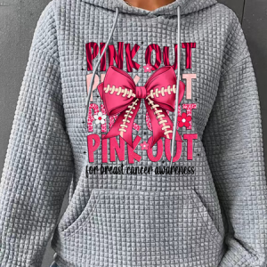 Football Pink Out Breast Cancer Football Simple Loose Hoodie, Hoodies&Sweatshirts, Lilicloth.com