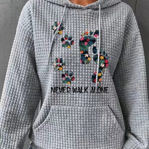 Never Walk Alone Paw Dog Flower Simple Loose Hoodie, Hoodies&Sweatshirts, Lilicloth.com