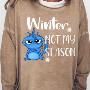 Lilicloth X Paula Curious & Furious Cats Winter Not My Season Women's Sweatshirt, Hoodies&Sweatshirts, Lilicloth.com