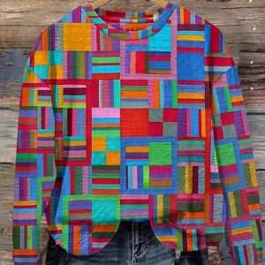 Casual Hoodie Colorful Geometric Plaid Hoodie, Hoodies & Sweatshirts, color:Multicolor|size:4XL, catalog Noracora shop