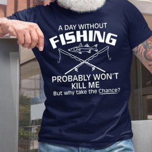 Men's Fishing Funny Print Casual Short Sleeve T-Shirt, T-shirts, Lilicloth.com