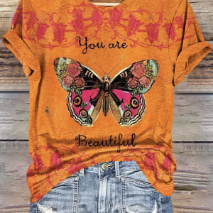 Casual Animal Crew Neck Short Sleeve T-shirt, T-shirts, color:Orange|size:4XL, catalog Noracora shop