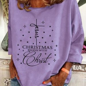 Christmas Begins With Christ Casual Sweatshirt, Hoodies&Sweatshirts, Lilicloth.com