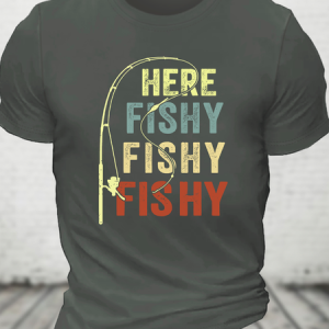 Here-Fishy Cotton T-Shirt, T-shirts, Lilicloth.com