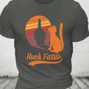 Funny Cat Shadow Huck Farris Funny Cat Meme Vintage Cotton T-shirt, T-shirts, Lilicloth.com