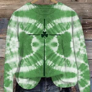 Women's Crew Neck Shamrock St. Patrick's Day Floral Casual Spring/Fall Long Sleeve Sweatshirt, JustFashionNow Sweatshirts & Hoodies, color:Green|size:XXL