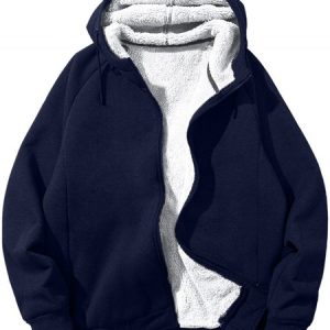 Men's Hoodie Zip Up Sweatshirt Warm Jacket With Fifties Fleece, Hoodies&Sweatshirts, Lilicloth.com