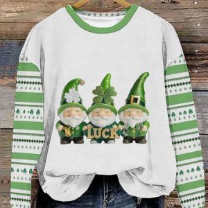 Women's Shamrock Crew Neck Casual Spring/Fall Long Sleeve Sweatshirt, JustFashionNow Sweatshirts & Hoodies, color:White|size:XXL,