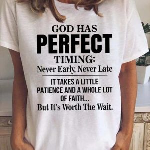 God Has Perfect Timing Women's Short sleeve tops, T-shirts, Lilicloth.com