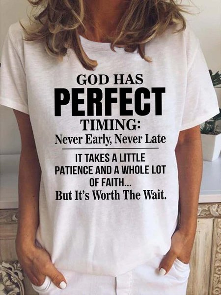 God Has Perfect Timing Women's Short sleeve tops, T-shirts, Lilicloth.com