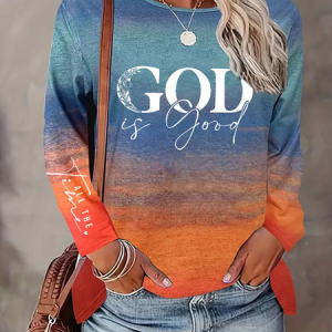 Women's “God Is Good”Faith Casual T-Shirt, Long sleeves, Lilicloth.com
