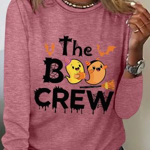 The Boo Crew Family Halloween Casual Long Sleeve Shirt, Long sleeves, Lilicloth.com