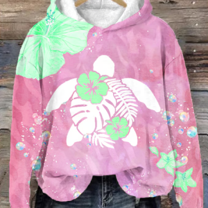 Women's Maui Turtle Hibiscus Print Hoodie, Hoodies&Sweatshirts, Lilicloth.com