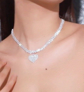 1pc Rhinestone Heart Pendant Necklace Wedding Jewelry, women Necklace & Pendant, ChicMe catalog