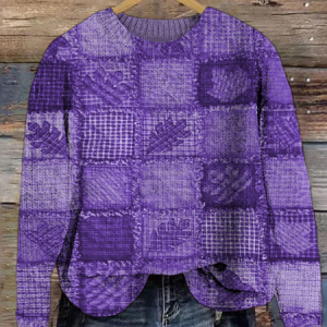 Ladies Alzheimer's Awareness Flowers Casual Crew Neck Sweater, Sweaters, Lilicloth.com