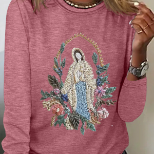 Women's Mary Faith Floral Print Long Sleeve T-Shirt, Long sleeves, Lilicloth.com